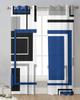 Abstract Geometry Squares Modern Art Blue Tulle Curtains Living Room Kitchen Window Decoration Chiffon Voile Sheer Curtain