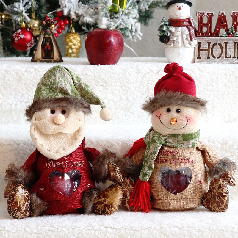 Christmas Doll Zipper Design Favors Bag Christmas Candy Bags with Santa Claus Snowman Elk Styles Kids Gift for Holiday Party Supplies