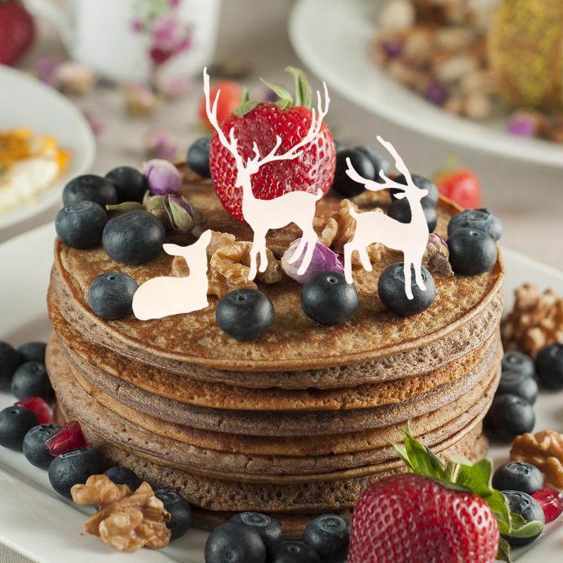 1Pc Mini Resin  Deer Christmas Forest Elk White Dessert Table Decor Merry Christmas Decor For Home Kids  Year Gift