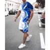 Fashion T-shirt and Shorts Set Street Men's Clothing for Men's 3D Short Sleeved Loose Casual Casual Colorful Line Printing Style