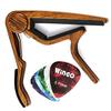 WINGO Classic Flat Guitar Capo for Classic Nylon String Guitar Grain 5 Picks (Wood Color) -