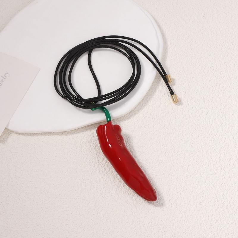 Multipurpose Spicy Peppers Pendant Necklace Sturdy Resin Crafted Portable Fashion Accessory for Trendy Women Ladies