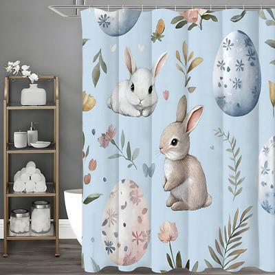 Счастливой Пасхи Милый Кролик Цветочный Яйцо Шторка для душа, Декоративная шторка для душа для ванной, Водонепроницаемая шторка для душа с крючками