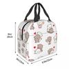 Lunch Bags for Men Women Mochi Peach Cat Peach And Goma Insulated Cooler Bags Waterproof Picnic School Tote Food Storage Bags