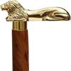 Brown Wood Walking Cane Golden Finish Lion Brass Handle Walking Stick Vintage Look Decorative