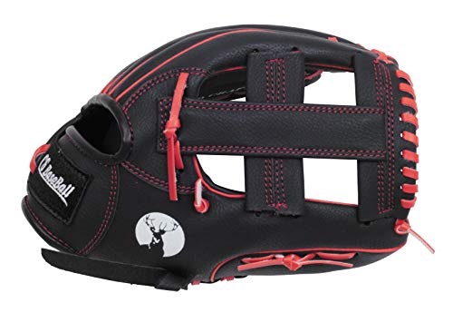 Captain Stag CS Junior Baseball Glove (UX-2591) for Kids, Right-Handed Throw, All-Around Use, Black and Red