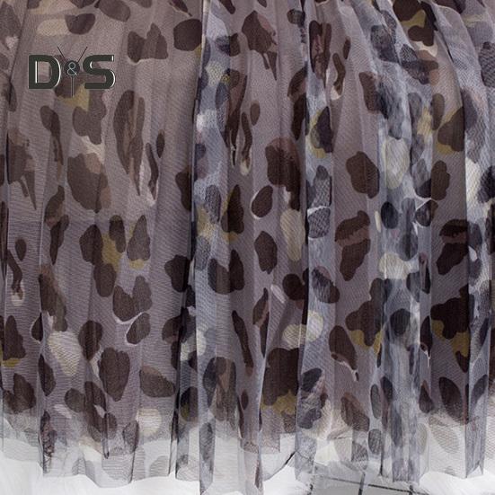 Женская юбка миди, эластичная юбка А-силуэта с высокой талией, сетчатая пряжа с леопардовым принтом, осенне-зимняя юбка, свободная плиссированная юбка