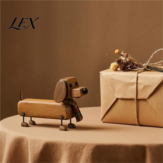 Bookshelf Decorative Accents Plaid Scarf Dachshund Figurine, Retro Dog Statue with Paw Miniature Puppy Decoration Print Charm, Handcrafted Mini