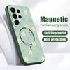 Магнитный Чехол Для Magsafe Для Samsung Galaxy S26 Ultra S25 Edge S24 Plus S23 FE S22 A54 A55 A56 5G Синий Цветочный Узор Матовый Чехол