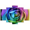 Feeby Feeby Five piece picture canvas print, Colourful rose