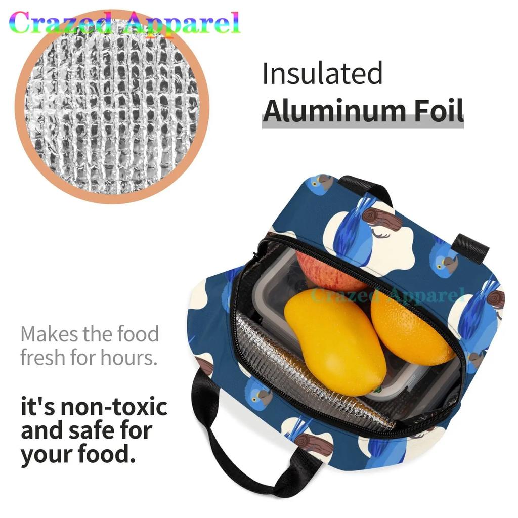 Окрашенные попугаи птицы сливовое дерево ткань Оксфорд сумка для обеда сумка-тоут ланч-бокс многоразовый органайзер сумка для унисекс рыбалка пикник