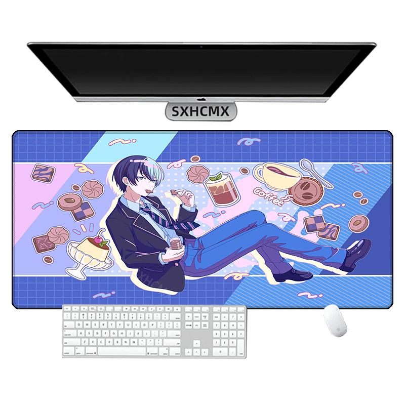 Cute Purple Long Hair Anime Girl Mouse Pad Waterproof NonSlip Sweet Kawaii Large Gaming Desk Mat Cartoon Office Pad