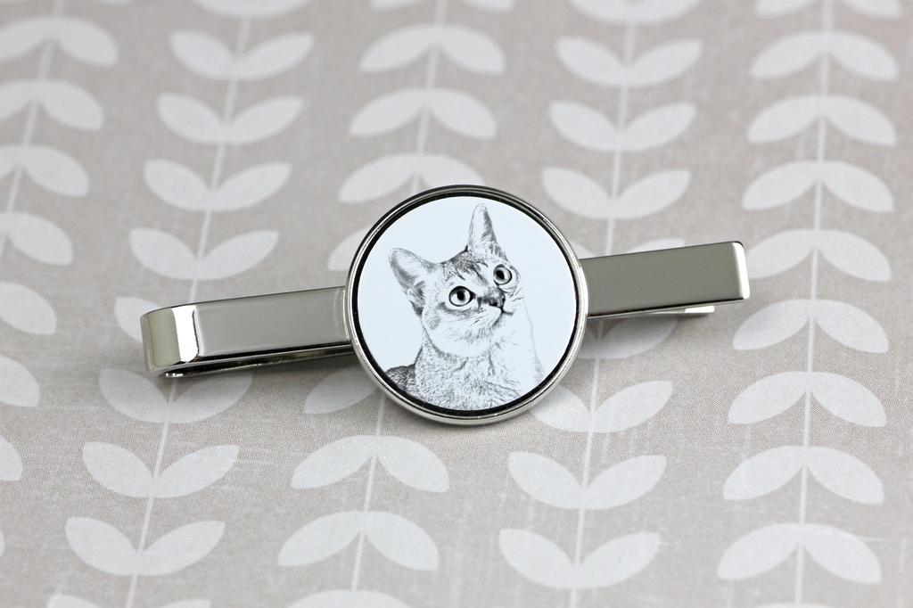 Singapura - cat tie clip, personalized tie clip, unique gift for men from Art-Dog brand