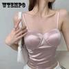 Velvet Integrated Sling Chest Pad Tube Top Underwear Crinkled Stretch Vest Crop Tops Women Backless Sexy Strap Tanks Tops