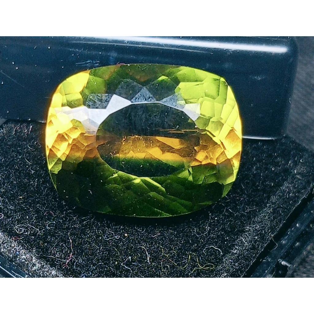 Natural Bi-Color Tourmaline 11+ Ct Cushion Cut Certified Fabulous Gemstone