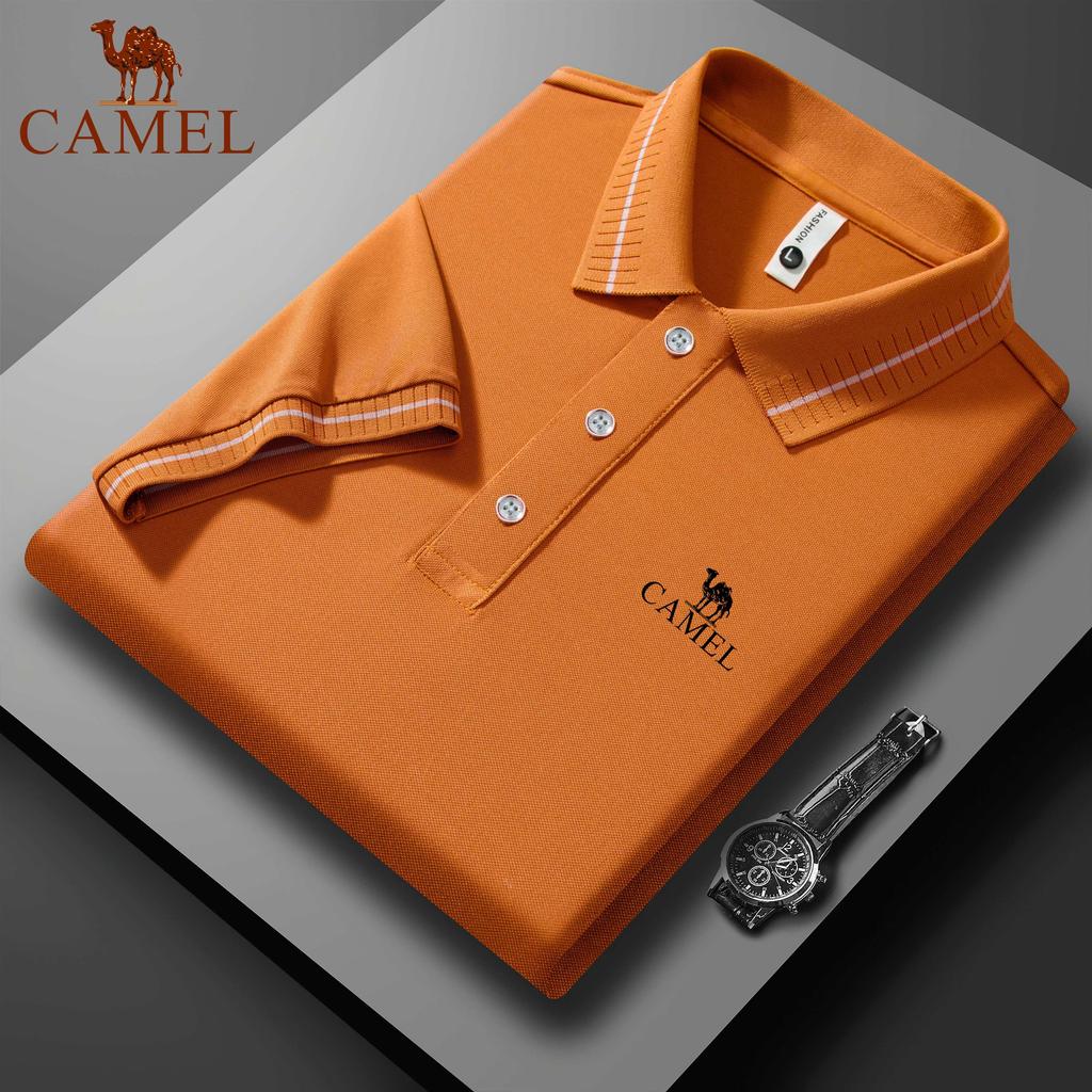 Camel 2025 Лето Новая спортивная повседневная футболка для гольфа с вышитыми лацканами, влагоотводящая и потоотводящая рубашка поло