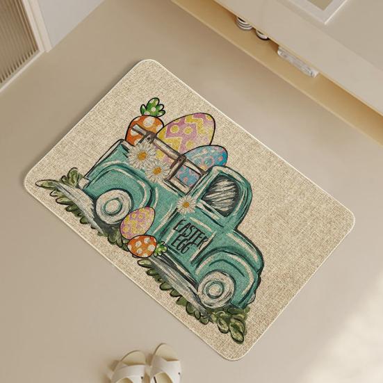 Декоративный напольный коврик с изображением пасхального кролика, влагостойкий нескользящий моющийся приветственный коврик для передней двери