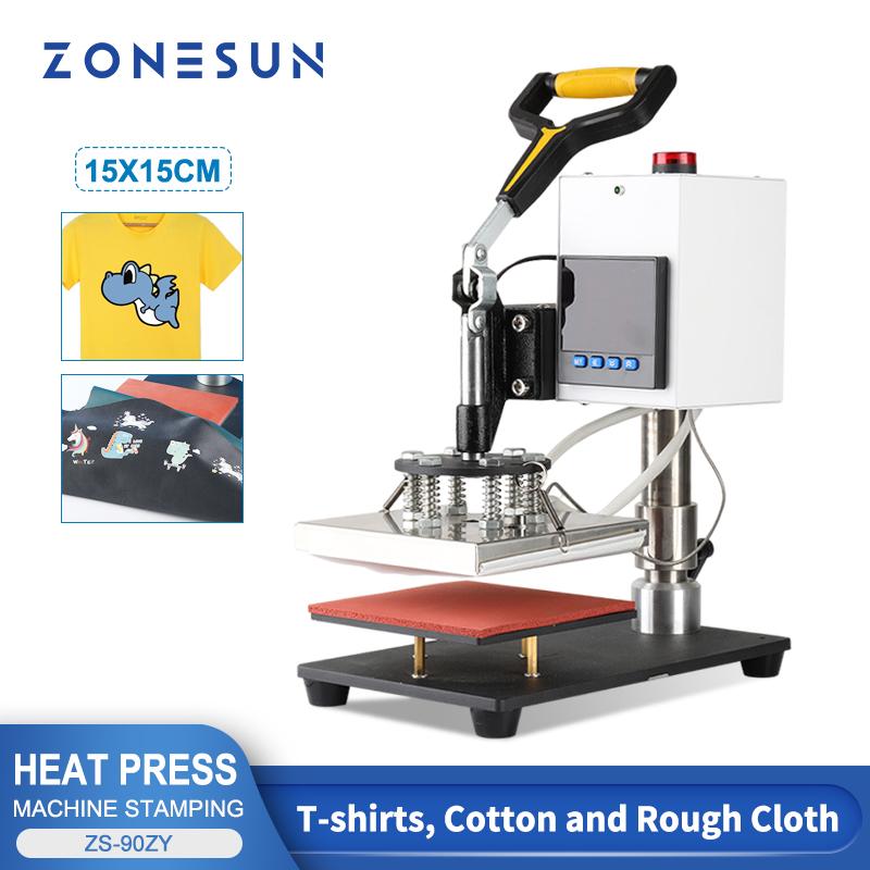 ZONESUN Цифровой многофункциональный термопресс, инструмент для штамповки 15x15 см для футболок, коврики для мыши, стельки, кожаные Pyrogra ZS-90ZY