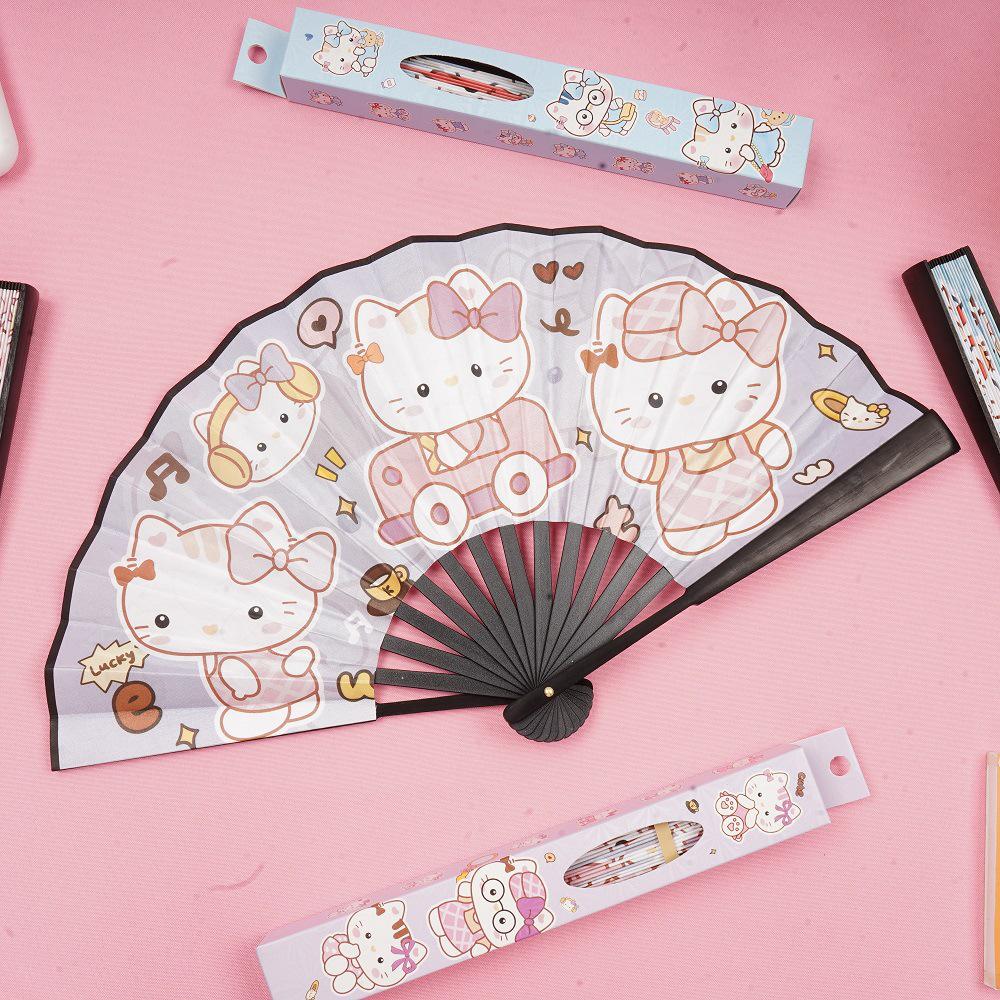Креативный складной веер Sanrio 8 дюймов с мультяшным рисунком: Портативный летний вентилятор высокой мощности для студентов
