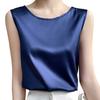 Women Summer Vest Round Neck Sleeveless Smooth Satin Vest Regular Fit Tank Tops Casual Camisole Clubs Daily Wear