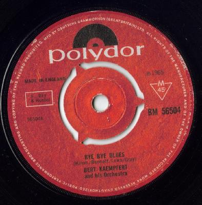 Пластинка 7 дюймов БЕРТ КЕМПФЕРТ И ЕГО ОРКЕСТР - Bye Bye Blues BM56504 Polydor 1965 Великобритания Джаз Б/у