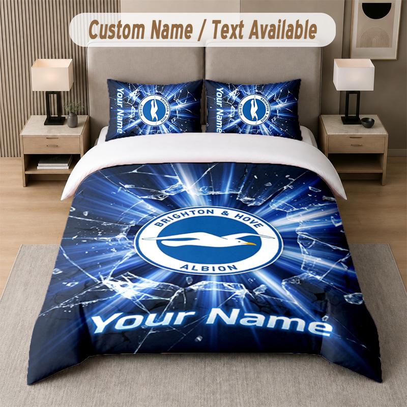 Brighton & Hove Albion Football Design Bedding Set Custom Text 1 Duvet Cover & 2 Pillow Cases