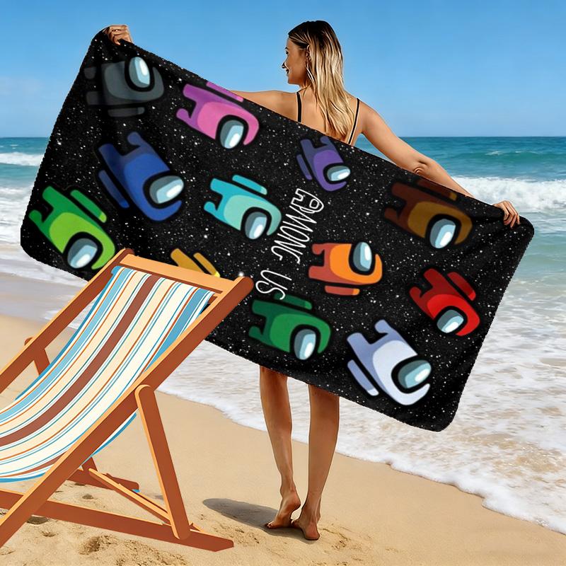 Among Us Print Beach Towel, Large Soft Quick Dry Towel for Beach Camping Swimming