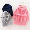 Kids' Hooded Flannel Bathrobe Pajamas - Winter Coral Fleece, Thick & Long Nightgown for Small To Medium Children