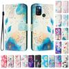 Blue Flower Luxury Painted Leather Case Wallet Book Style Cover for Oppo A72/A52/A92 4G,A36 4G,Reno 8/9,Realme 8/9/10/11/12...