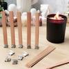 10 Sets Natural Wood Wax Wick DIY Candle Material Soy Wax Aromatherapy Smokeless Environmental Protection Wood Chip Wick Holder