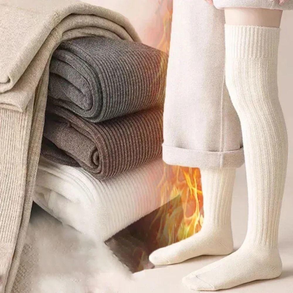 Хлопковые женские длинные носки, узкие пушистые длинные гольфы, новые вязаные носки до середины икры