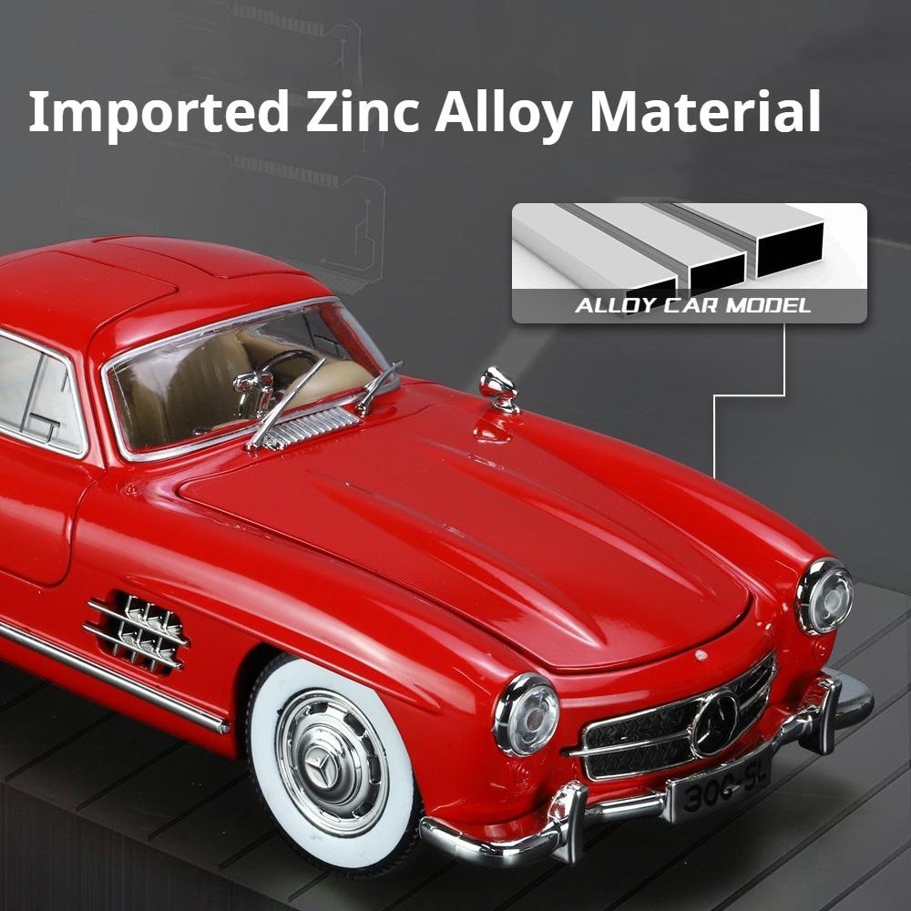 1/24 Benz 300SL Игрушечная модель автомобиля Литой сплав с инерционным механизмом Звук и свет Моделирование игрушечных транспортных средств Модели Мальчики Дни рождения Коллекционирование подарков