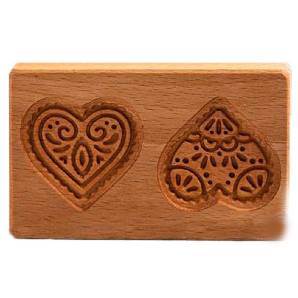 Деревянная форма для печенья с помадкой и сердцем, форма для печенья, резная форма для песочного печенья, резная форма
