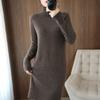 Autumn Winter High Collar Pullover Women's Wool Sweater Long Section Cashmere Dress Bag Hip Split Loose Loose Thick Top