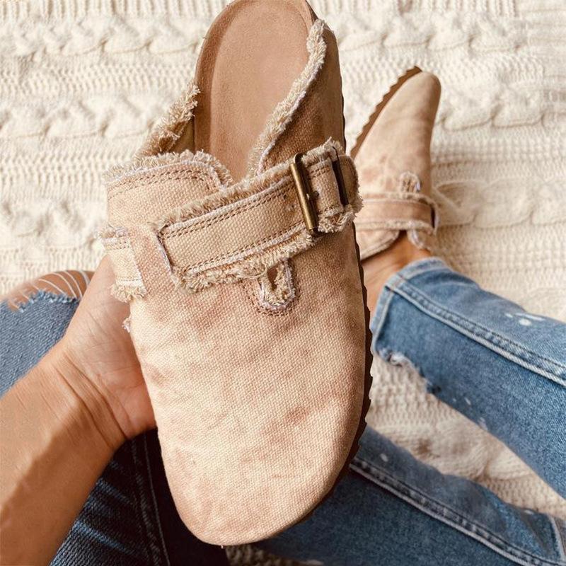 Большие тапочки женские весна-осень 2025 года новые леопардовые туфли с сумкой на голову полуподнос ленивые туфли Doudou