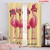 2pcs,2D Plane Printing Light Filtering Curtains Stylish Flamingos Polyester Fabric (without Rod) All Seasons Perfect for Bedroom