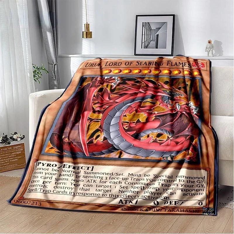 Anime Yu Gi Oh Card Throw Blanket Blue Eyes White Dragon Anime Cartoon Soft Plush Blanket Bedroom Bedspread Home Decor