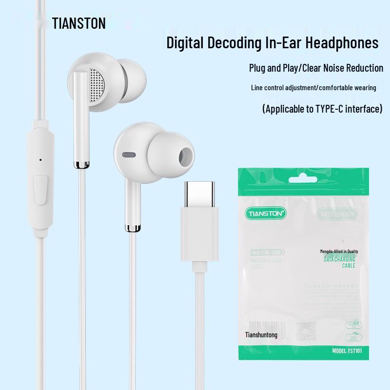 Type-C Wired In-Ear Noise-Cancelling Earphones for Gaming, Compatible with iPhone 15 and Huawei