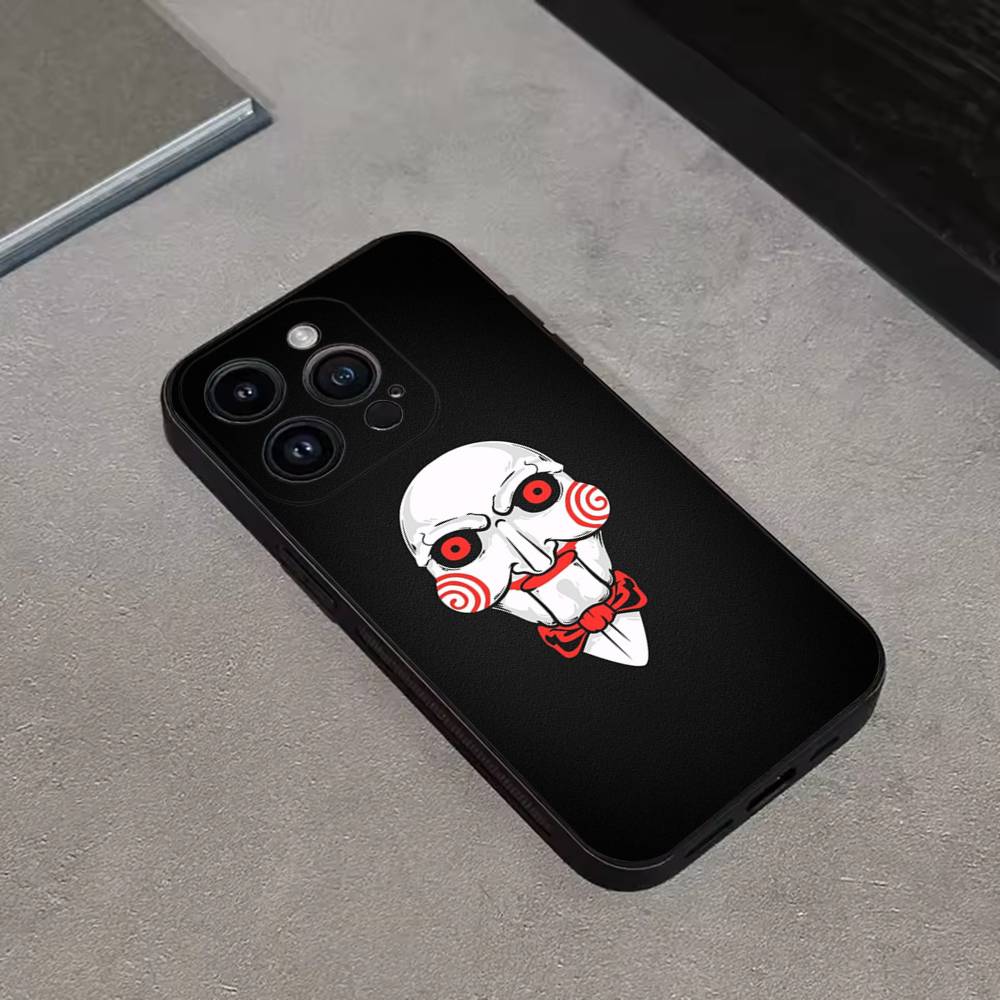 Horror Movie Saw Phone Case For iPhone 16,15,14,13,12,11 Plus,Pro Max,XS,X,XR,SE,Mini,8,7,Soft Silicone Black Cover