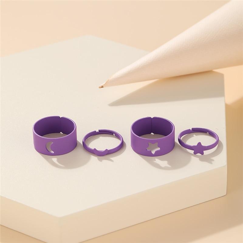 iF ME Богемный серебряный цвет, звезда, луна, сердце, открывающиеся кольца, набор для пар, женщин и мужчин, влюбленных, обручальные кольца с бабочками, ювелирные изделия