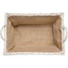 Panier à Bûches - Creative Home - 47 x 33 x 30 cm - Tissé à la Main - Intérieur en Jute - Blanc