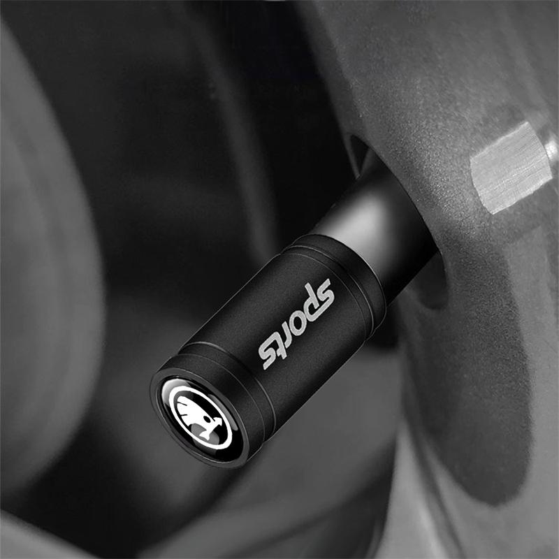 XOWS7 4pcs Metal Car Wheel Tire Valve Caps Stem Case Covers Accessories For Skoda S Kodiaq Octavia 2 3 Yeti Karoq Rapid Fabia VII A5