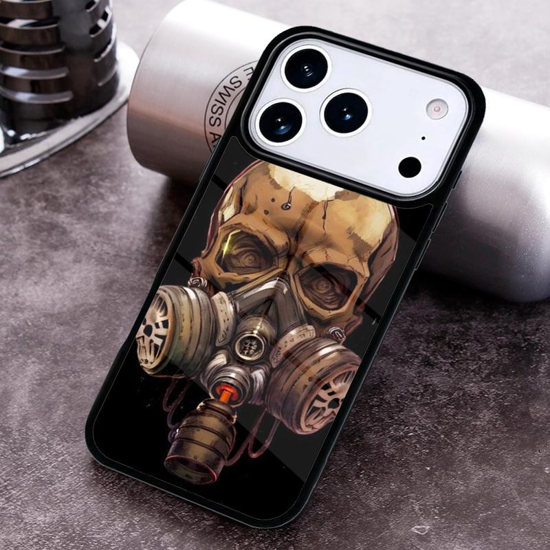 Skull Gas Mask Phone Case For iPhone 17,16e,15,14,13,12,11,Mini,Pro,MAX soft Silicone Cover