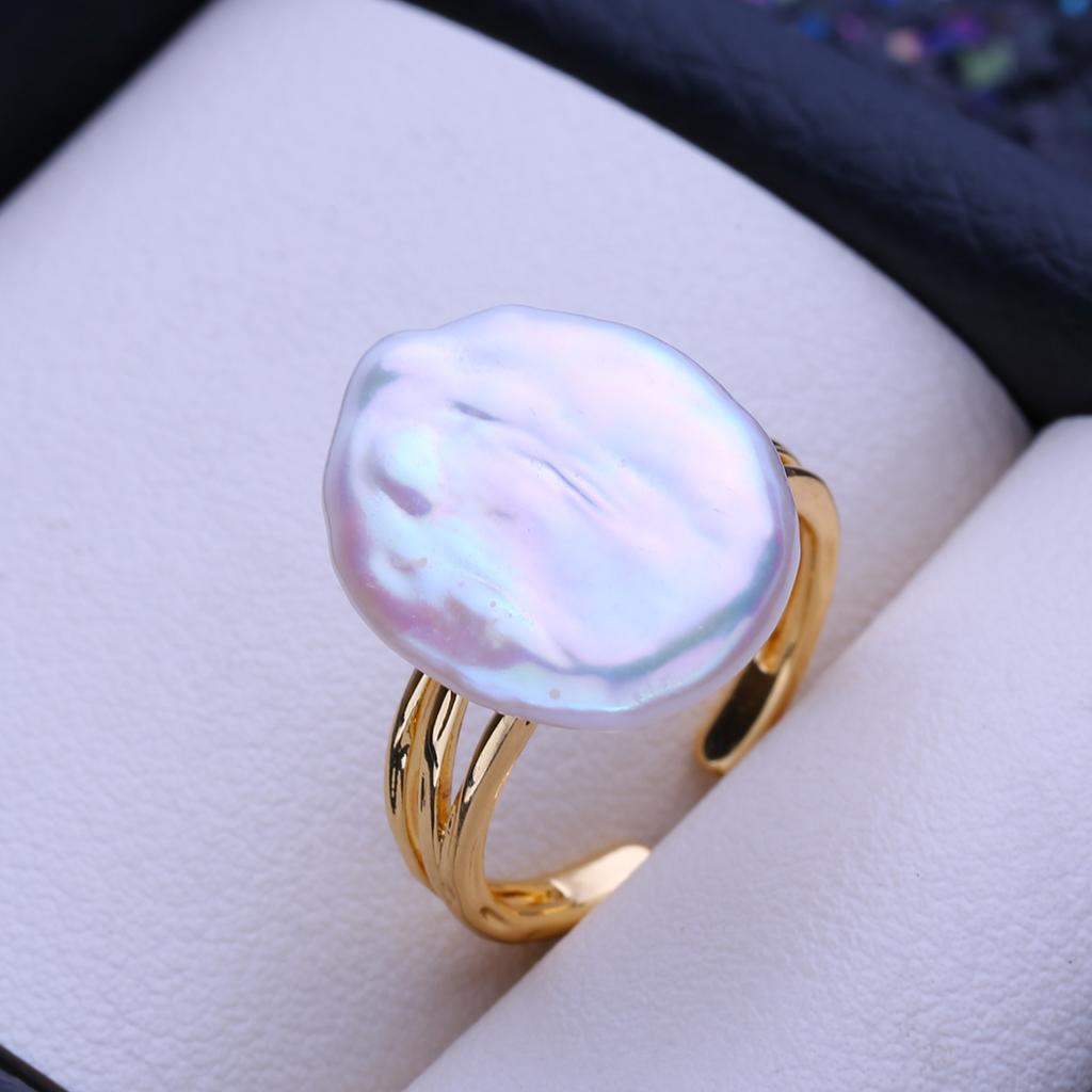 LSOOYH Кольца из натурального пресноводного жемчуга в стиле барокко для женщин, простое офисное кольцо золотого цвета, подарки на день рождения