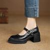 Fashion New Spring/summer Genuine Leather Mary Jane Shoes for Women Fashion Rivet Chunky Heel Round Toe Women Pumps Platform Shoes Women