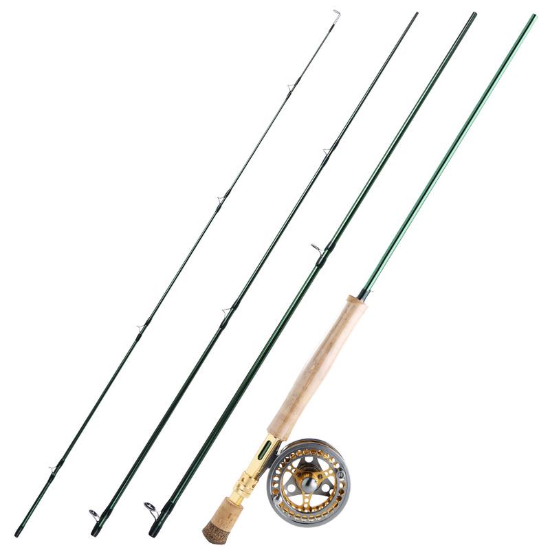 Fishing Rod and Reel Portable Combo Carbon Fiber Fly Fishing Pole with CNC-machined Reel Set