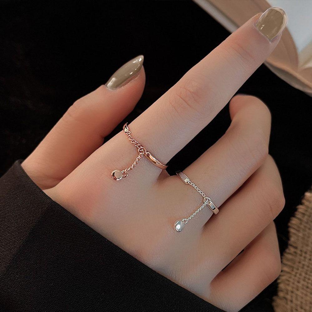 Ins Style Open Finger Ring Adjustable Tassel Plain Ring Durable Chain Shape Ring Party Jewelry