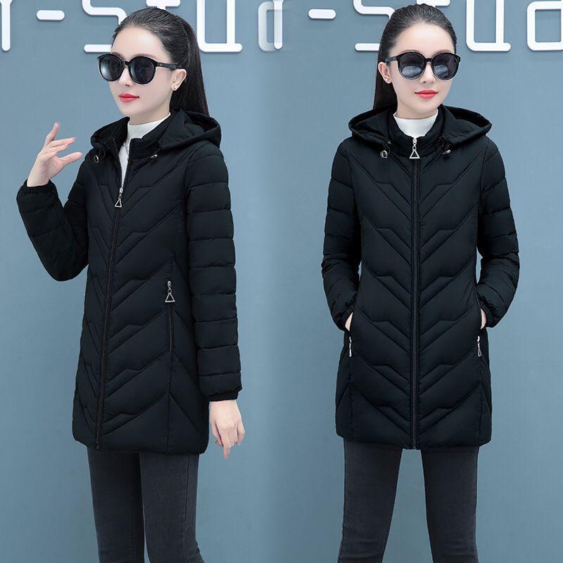 Легкая хлопковая куртка женская средней длины в зимнем стиле, новая хлопковая куртка для похудения и похудения, теплая хлопковая куртка, куртка большого размера