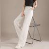 RAIN.CUN Женские белые брюки с высокой талией из смесового льна с широкими штанинами