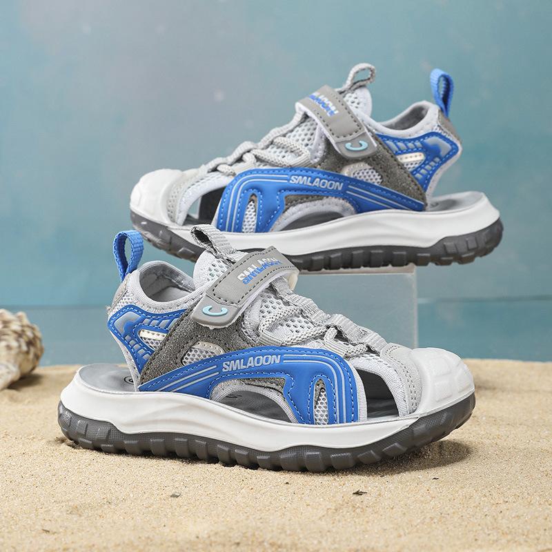 Детская обувь для детей среднего и старшего возраста Босоножки Baotou на мягкой подошве для мальчиков 2025 лето новые мальчики на мягкой подошве дети на липучке